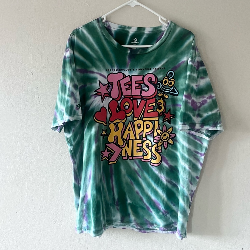 Converse Tie Dye Tees Love Happiness Graphic Shirt Size XXL Multicolor